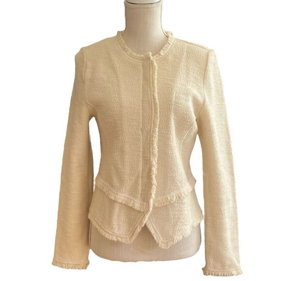 Anthropologie Ett:twa Bardot Knit Moto Jacket Cream/ Ivory - Picture 2 of 11